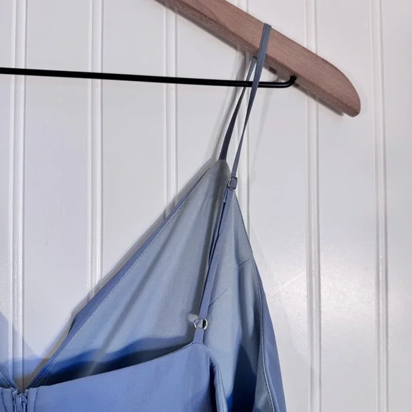 Birdy Grey Kaia Dress Chiffon Dusty Blue Maxi Dress Pockets Women’s Size Medium - Picture 11 of 13